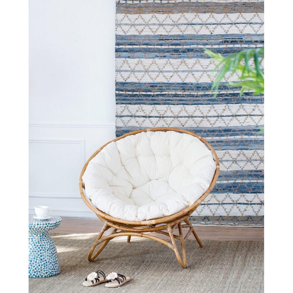 A&B Home 35" x 39" Bundle of 9 Round Rattan and White Fabric Chair