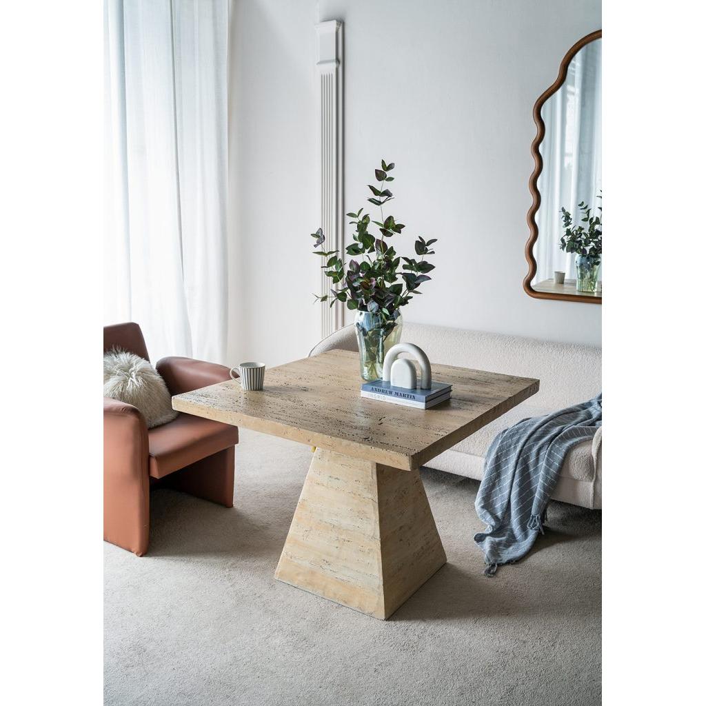 A&B Home 40" x 40" Bundle of 6 Square-Shaped Cream Cement Dining Table With Pedestal Base