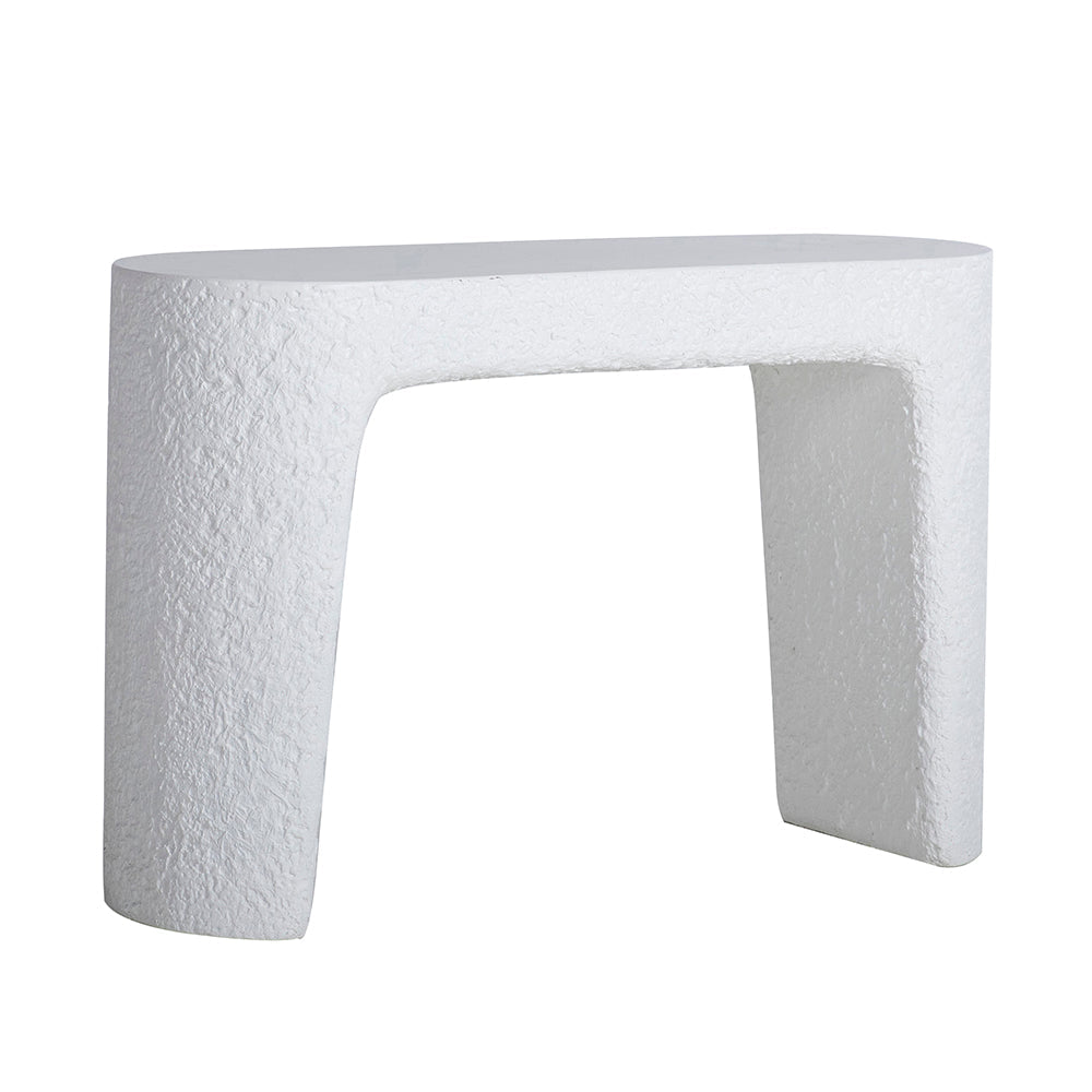 A&B Home 47" x 30" Bundle of 3 Oval Ivory Tabletop With Arched Concrete Console Table