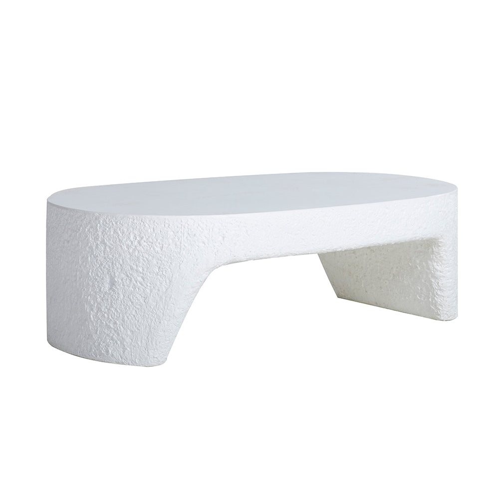 A&B Home 51" x 16" Bundle of 2 Oval Ivory Tabletop With Arched Concrete Coffee Table