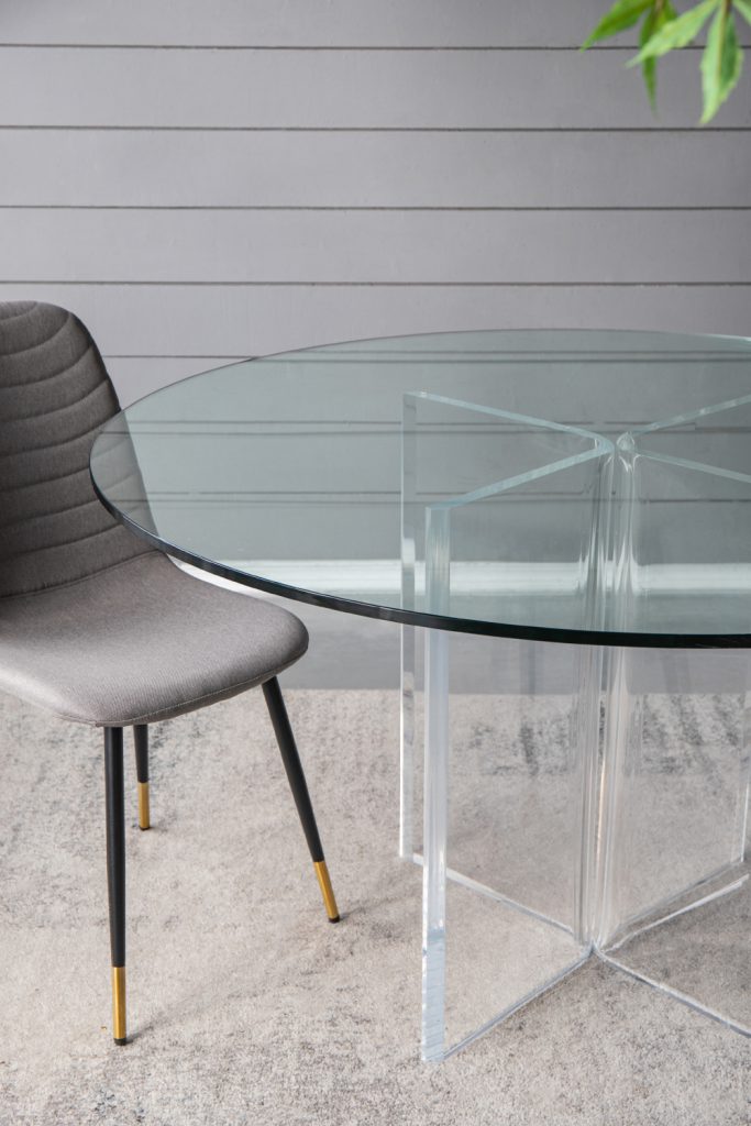 A&B Home 54" x 31" Bundle of 2 Round Clear Glass Dining Table