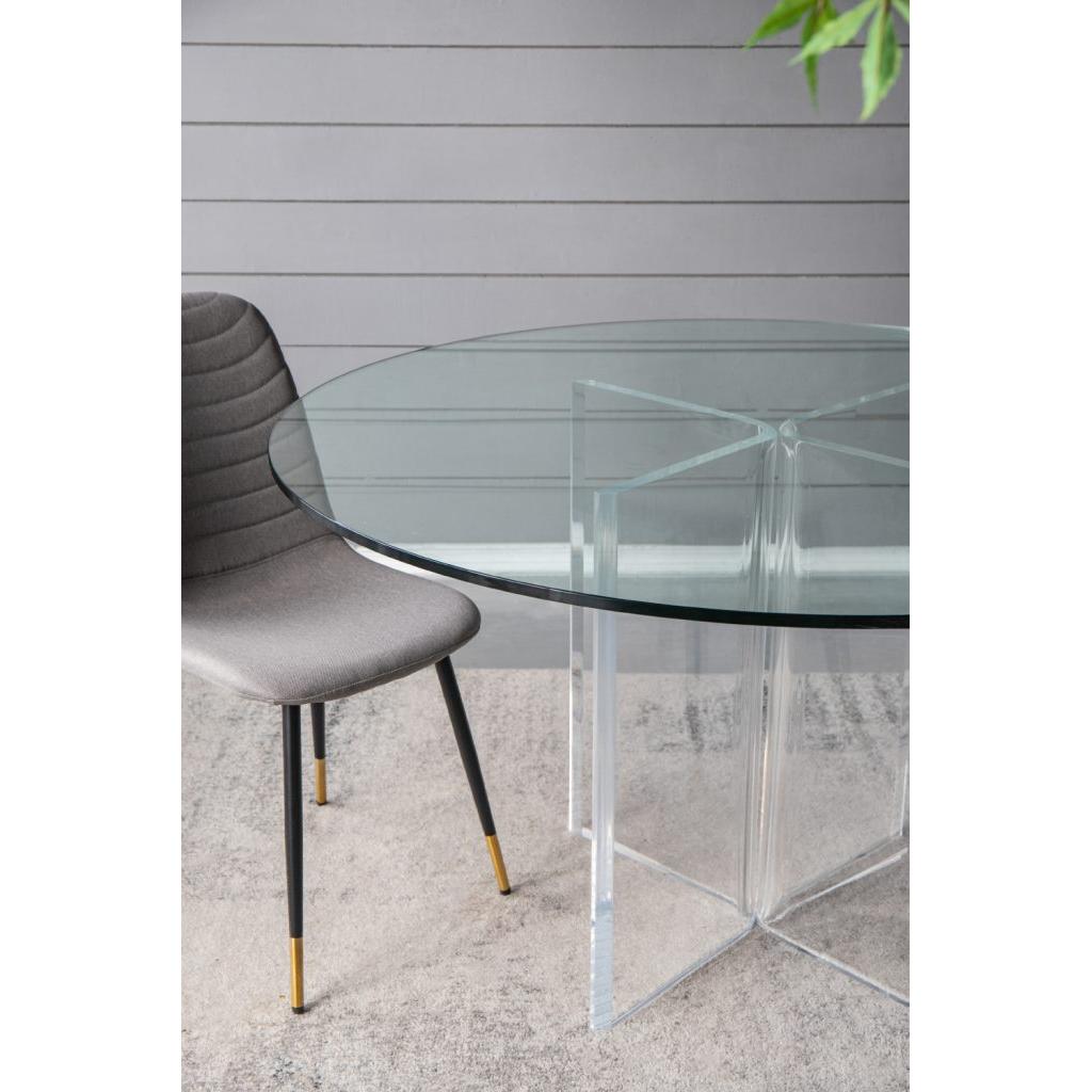 A&B Home 54" x 31" Bundle of 2 Round Clear Glass Dining Table