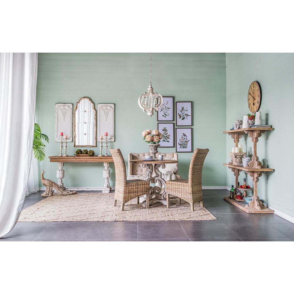 A&B Home 54" x 54" Bundle of 4 Rectangular Whitewash Two-Tiered Wooden Shelf With Scrollwork Accent