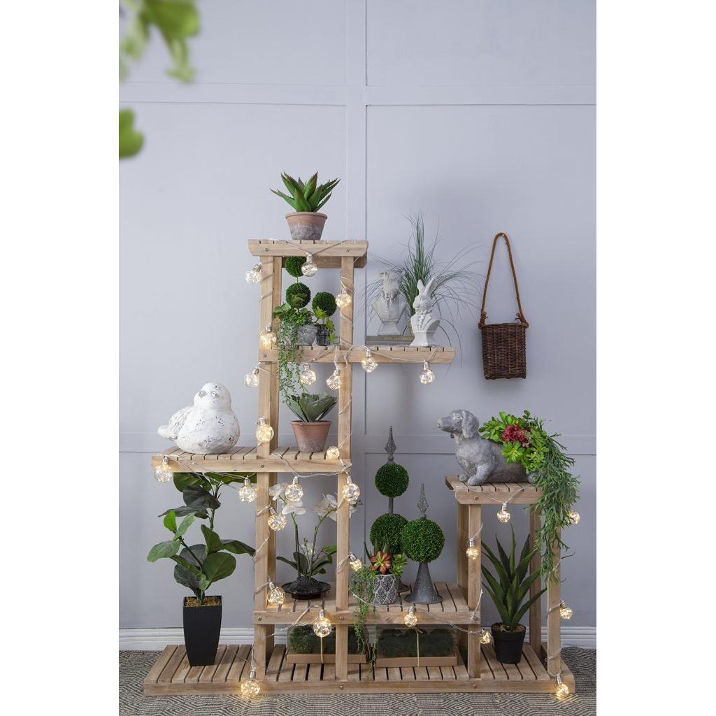 A&B Home 67" x 67" Bundle of 6 Asymmetrical Multi-Tiered Teak Wood Shelving