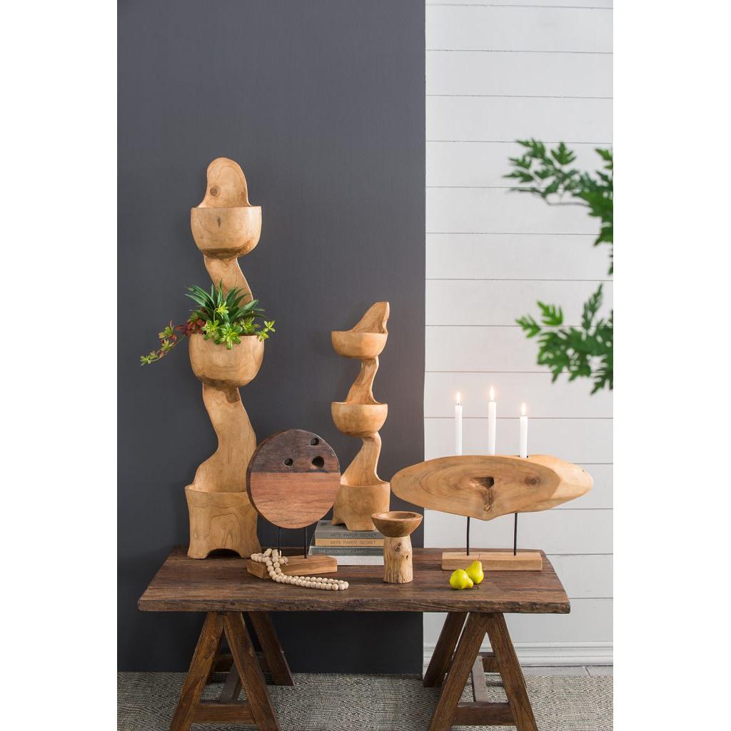 A&B Home 8" x 28" Bundle of 17 Unique Design Three-Tiered Teak Wood Rack