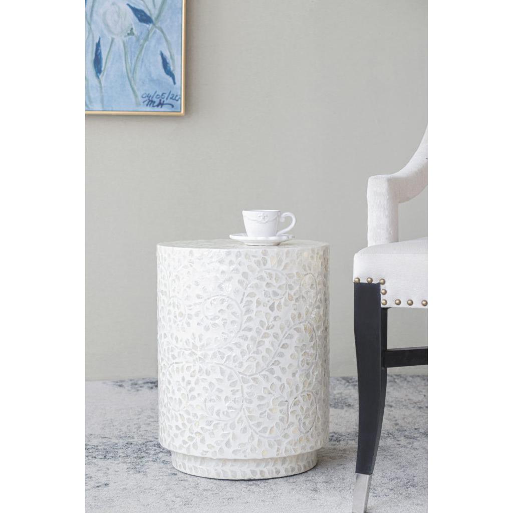 A&B Home Accent 14" x 18" Bundle of 24 Round Cream Geometric Design Pedestal Stool