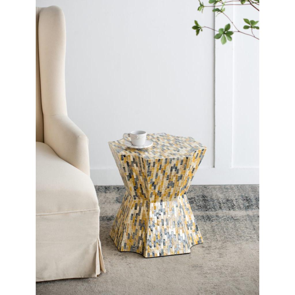 A&B Home Accent 16" x 18" Bundle of 21 Starbust Yellow and Blue Geometric Design Pedestal Stool