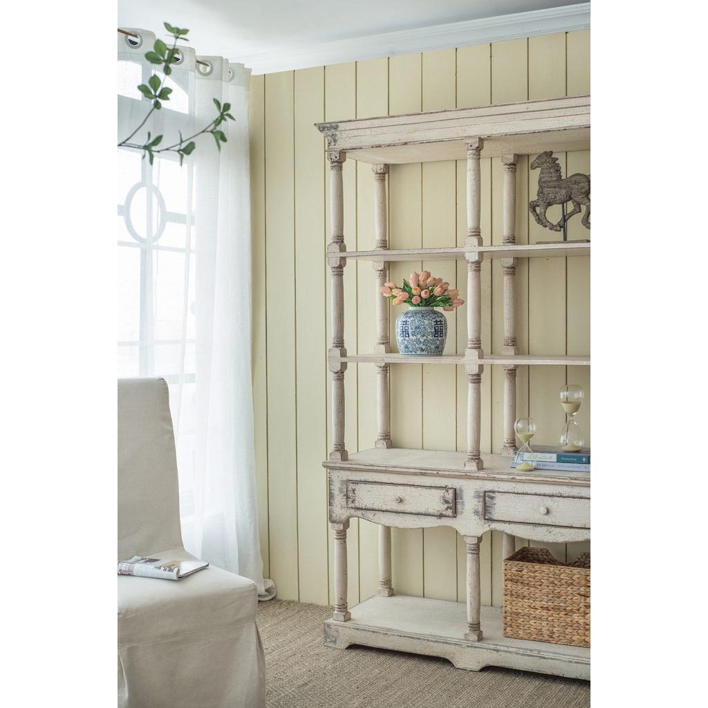 A&B Home Adela 51" x 82" Bundle of 3 Distressed White French Country Bookshelves