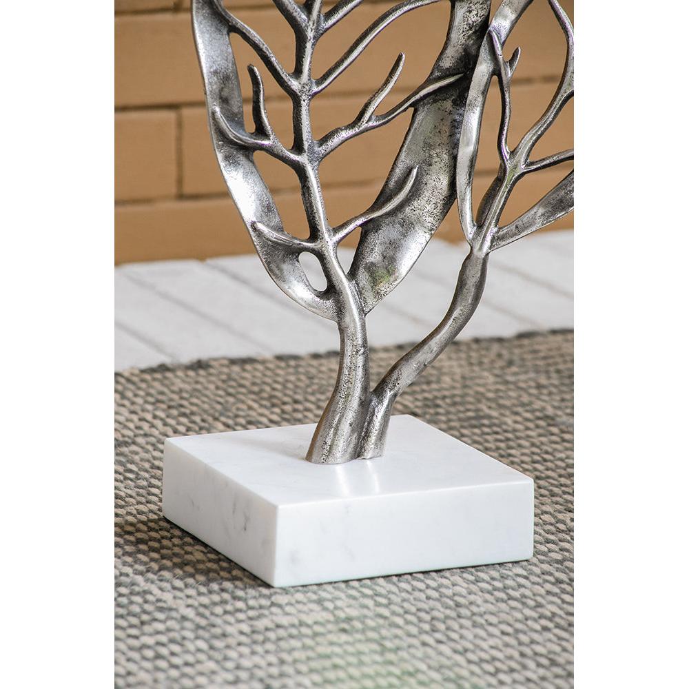 A&B Home Alcott 16" x 24" Bundle of 10 Round Silver Tabletop With Leaf Accent Table