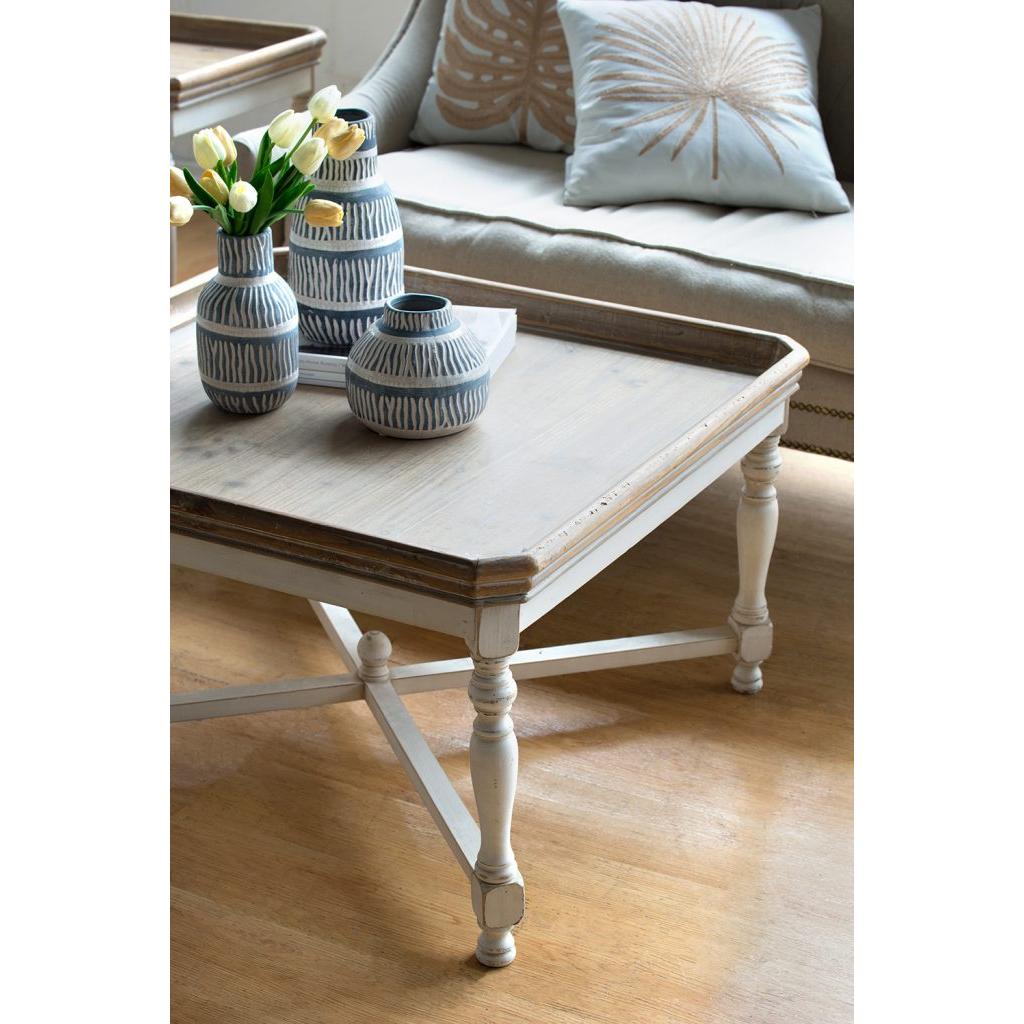 A&B Home Alcott 33" x 19" Bundle of 9 Square-Shaped White and Wooden Coffee Table