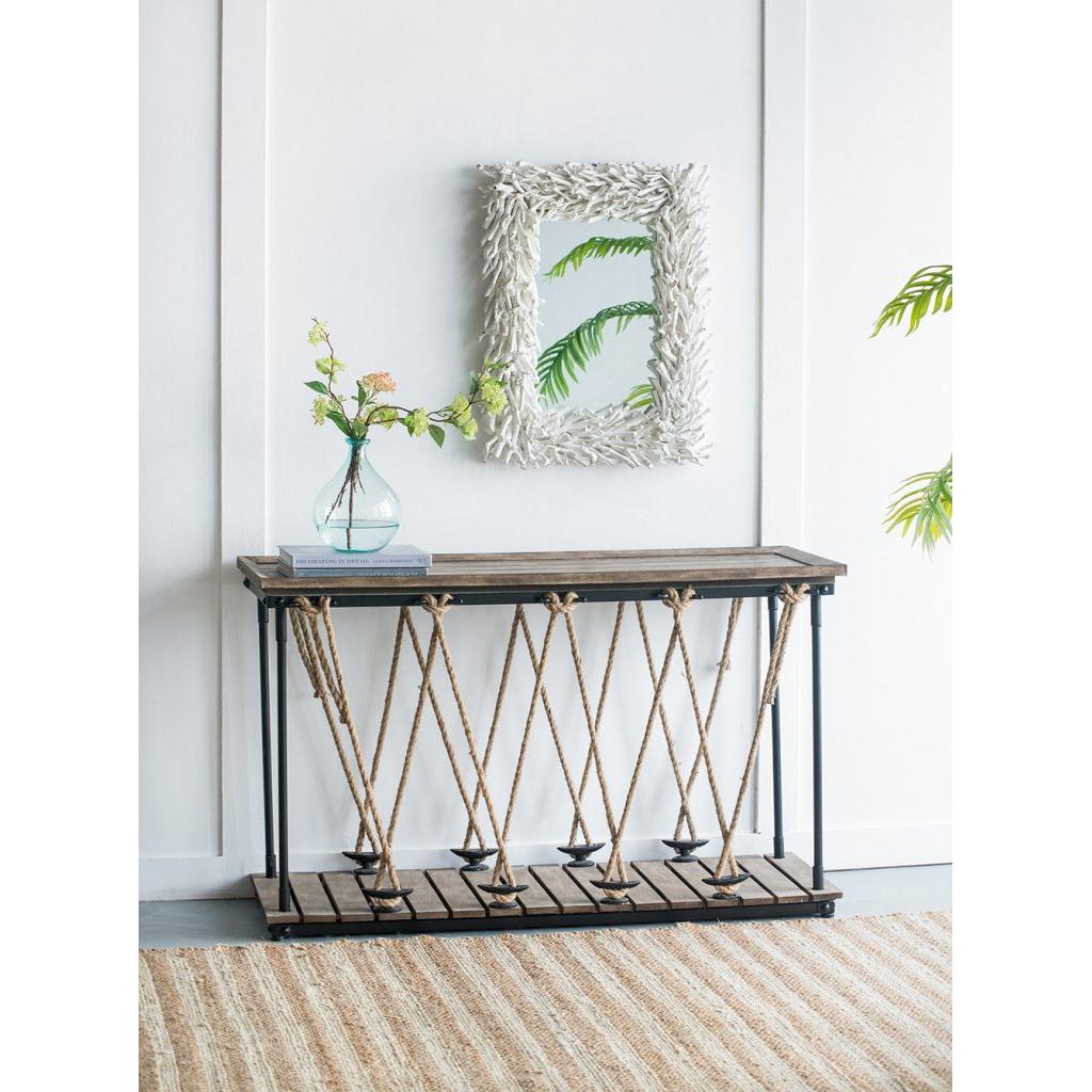 A&B Home Astern 52" x 32" Bundle of 6 Rectangular Black Rope Console Table