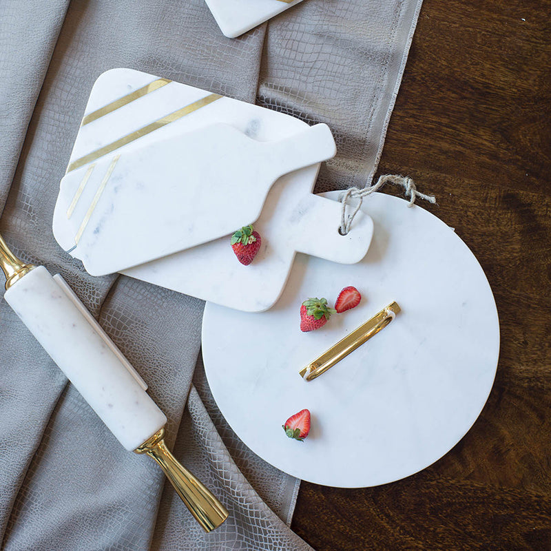 A&B Home Banswara 17" Bundle of 72 White Marble Base With Gold Handle Rolling Pin