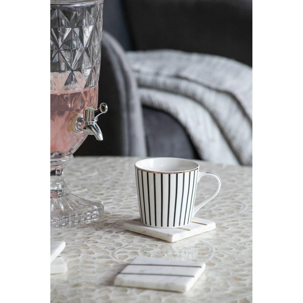 A&B Home Banswara 4" Bundle of 60 Set of Four White Marble Base With Brass Stripe Coasters