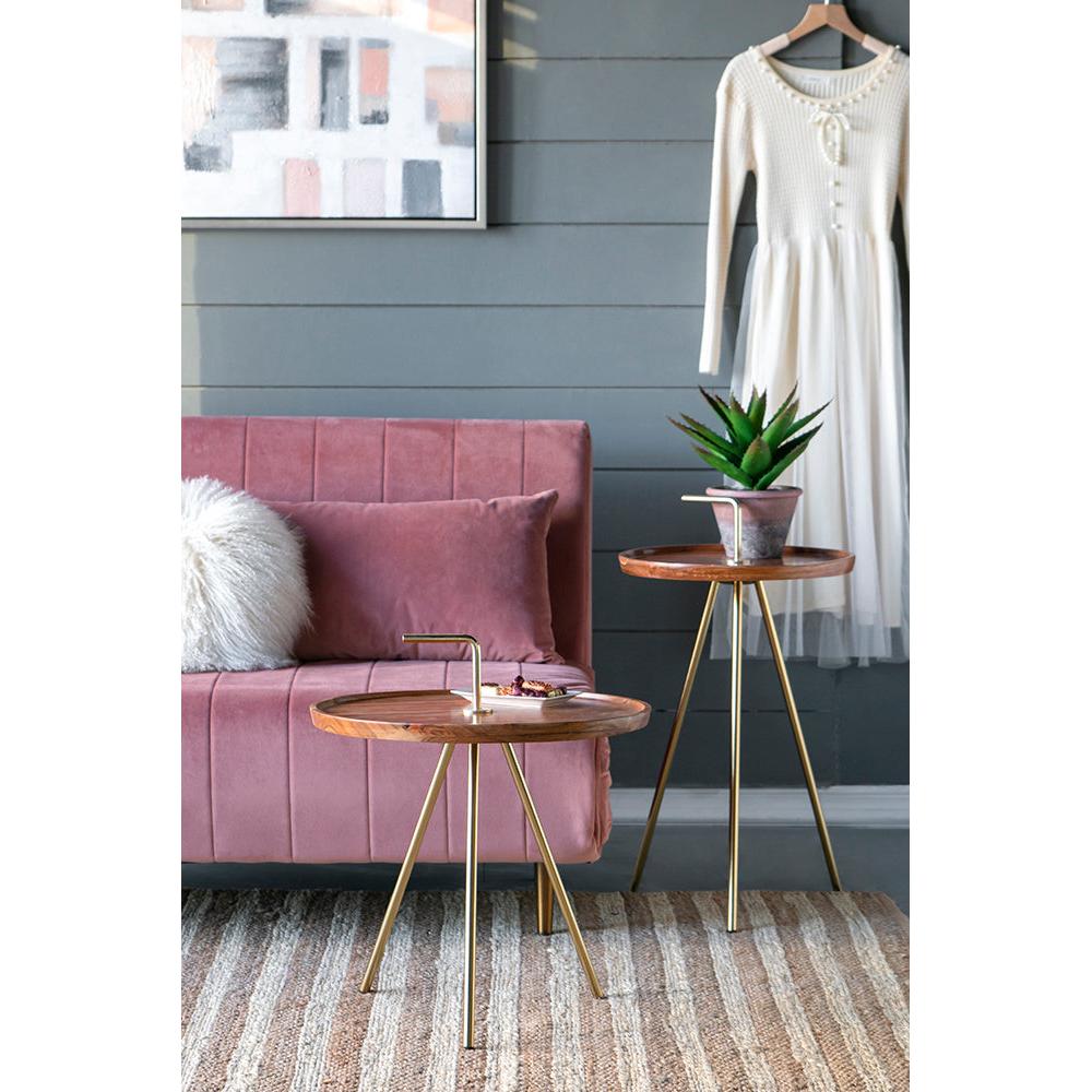 A&B Home Becket 20" x 20" Bundle of 21 Wood Tabletop With Gold Tri Legs Coffee Table