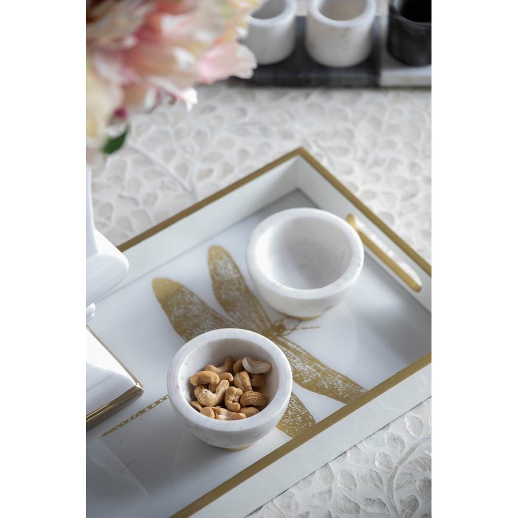 A&B Home Britton 4" Bundle of 50 Set Of Two Round Metallic Copper Base With White Marble Serving Bowl