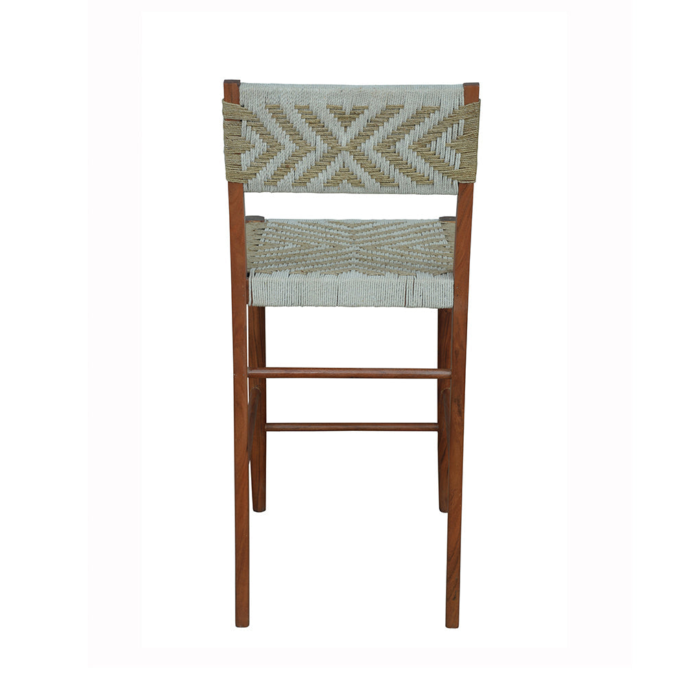 A&B Home Carillow 19" x 42" Bundle of 8 Cream and Gray Woven With Black Acacia Wood Legs Weaving Bar Chair