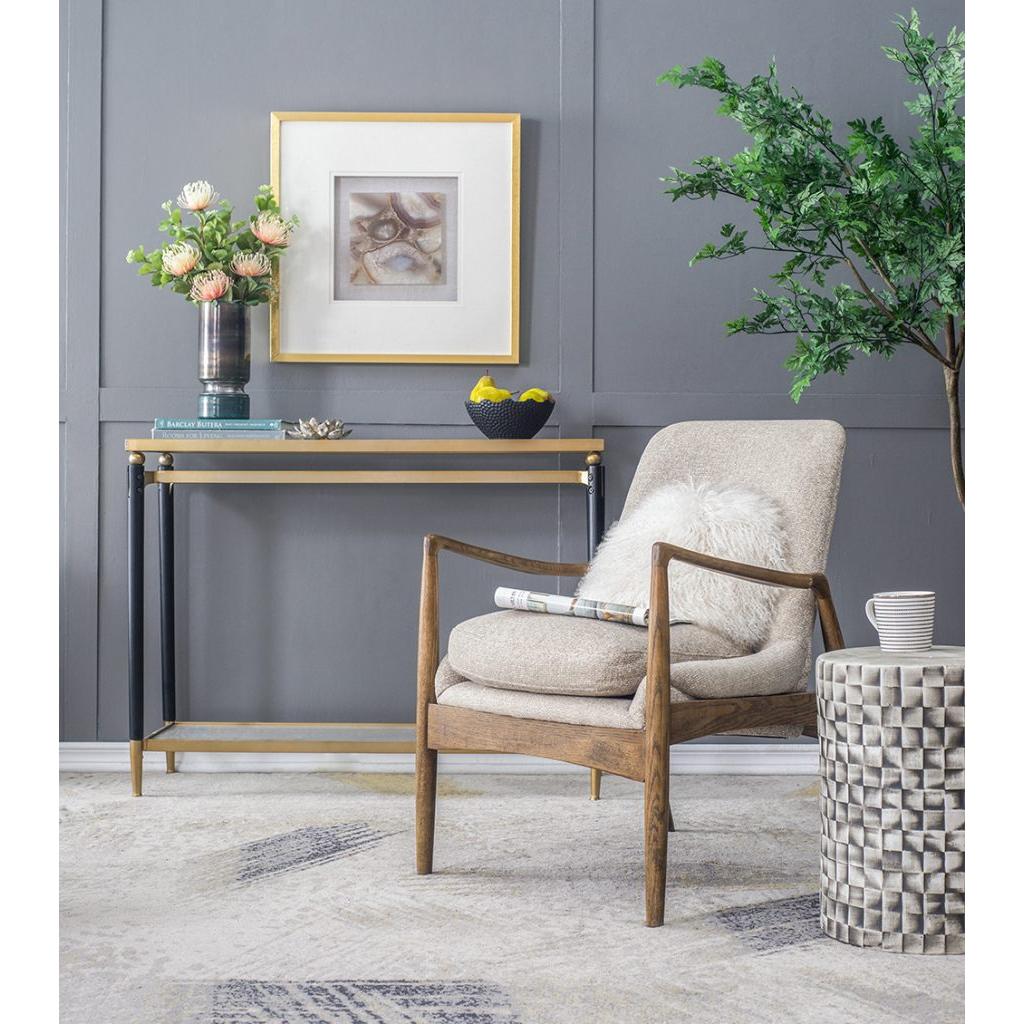 A&B Home Eamon 27" x 32" Bundle of 4 Solid Birch Wood Frame With Curved Corner Armrest and Beige Cushion