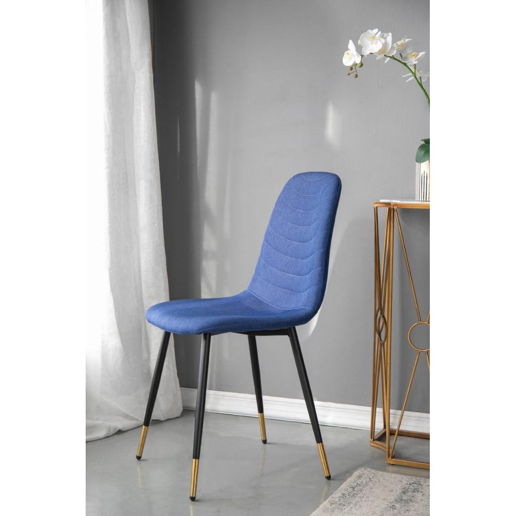 A&B Home Fausta 17" x 35" Set of Four Bundle of 8 Blue Dining Chairs With Sleek Black Metallic Legs
