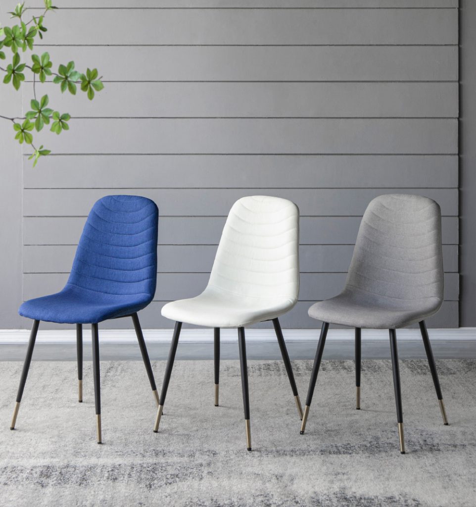 A&B Home Fausta 17" x 35" Set of Four Bundle of 8 Gray Dining Chairs With Sleek Black Metallic Legs