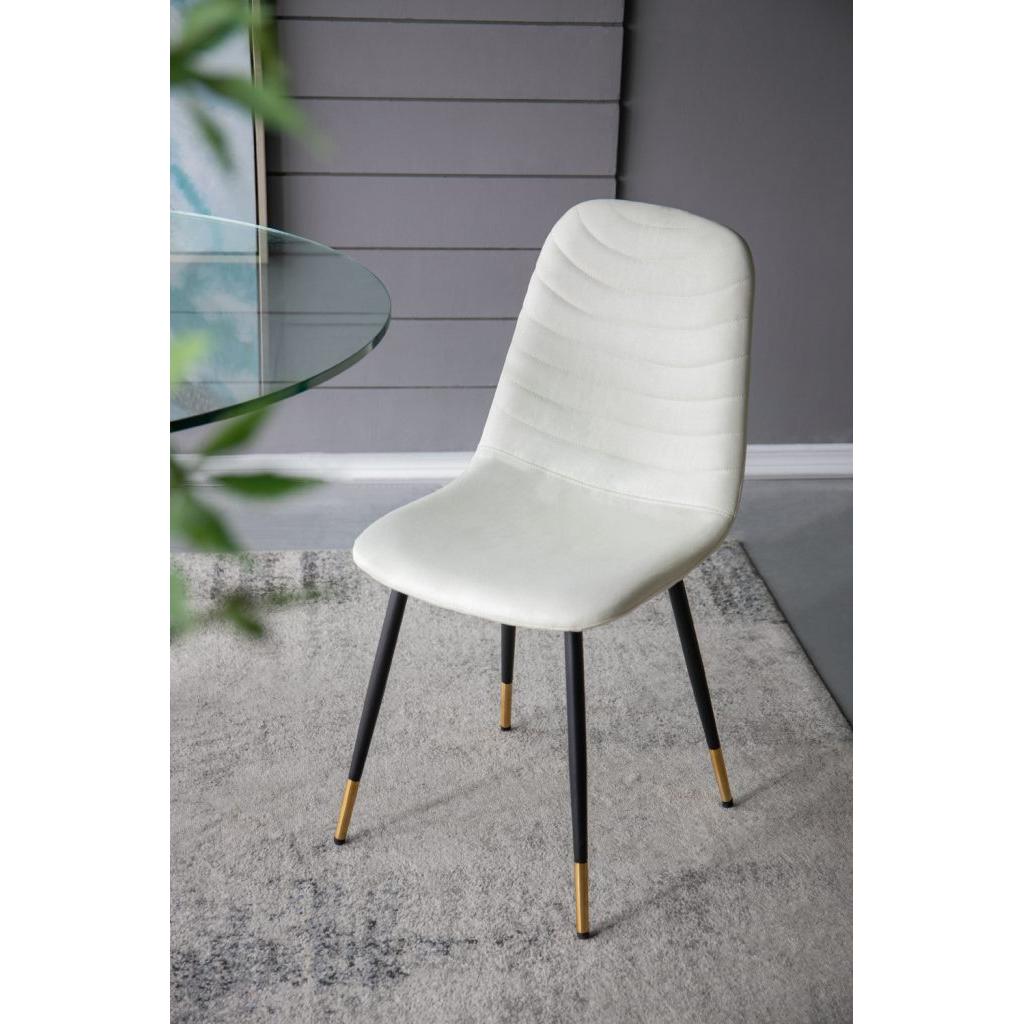 A&B Home Fausta 17" x 35" Set of Four Bundle of 8 White Dining Chairs With Sleek Black Metallic Legs