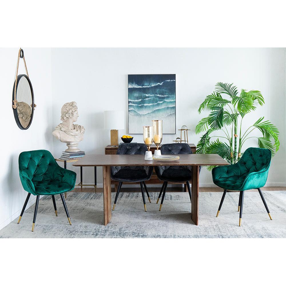 A&B Home Luppino 24" x 34" Set of Two Bundle of 7 Tufted Green Velvet Dining Chairs