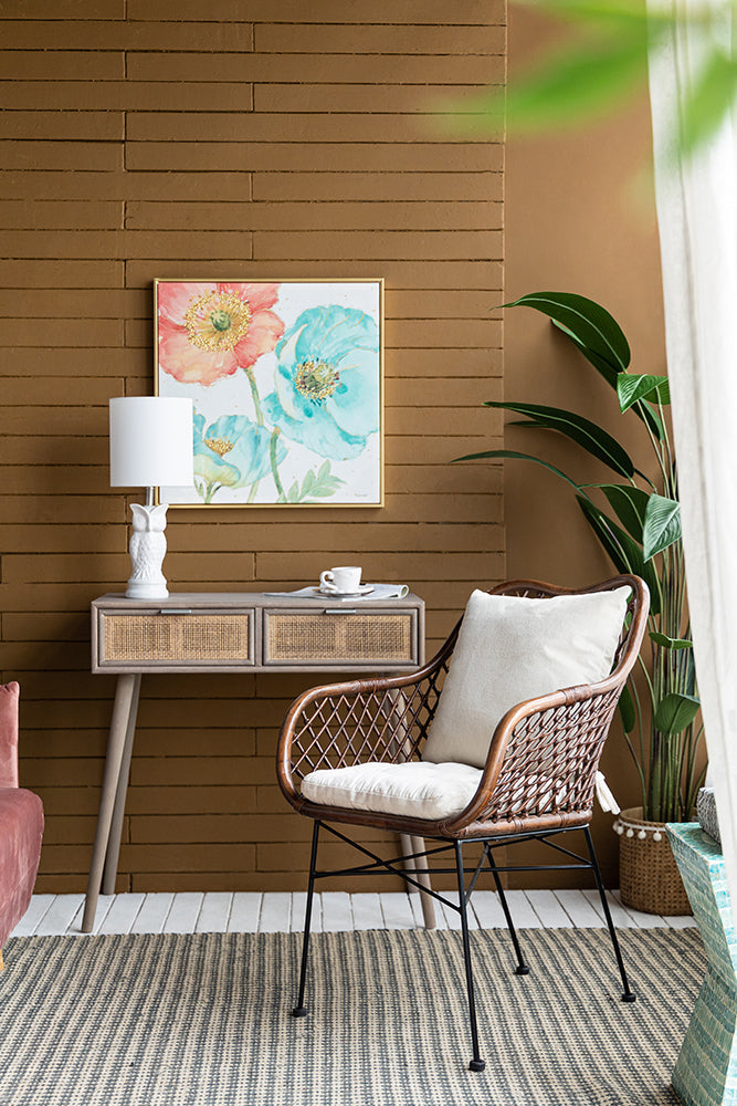 A&B Home Palapa 25" x 35" Bundle of 15 Natural Brown Rattan Frame With Black Iron Legs and White Cushion Chair