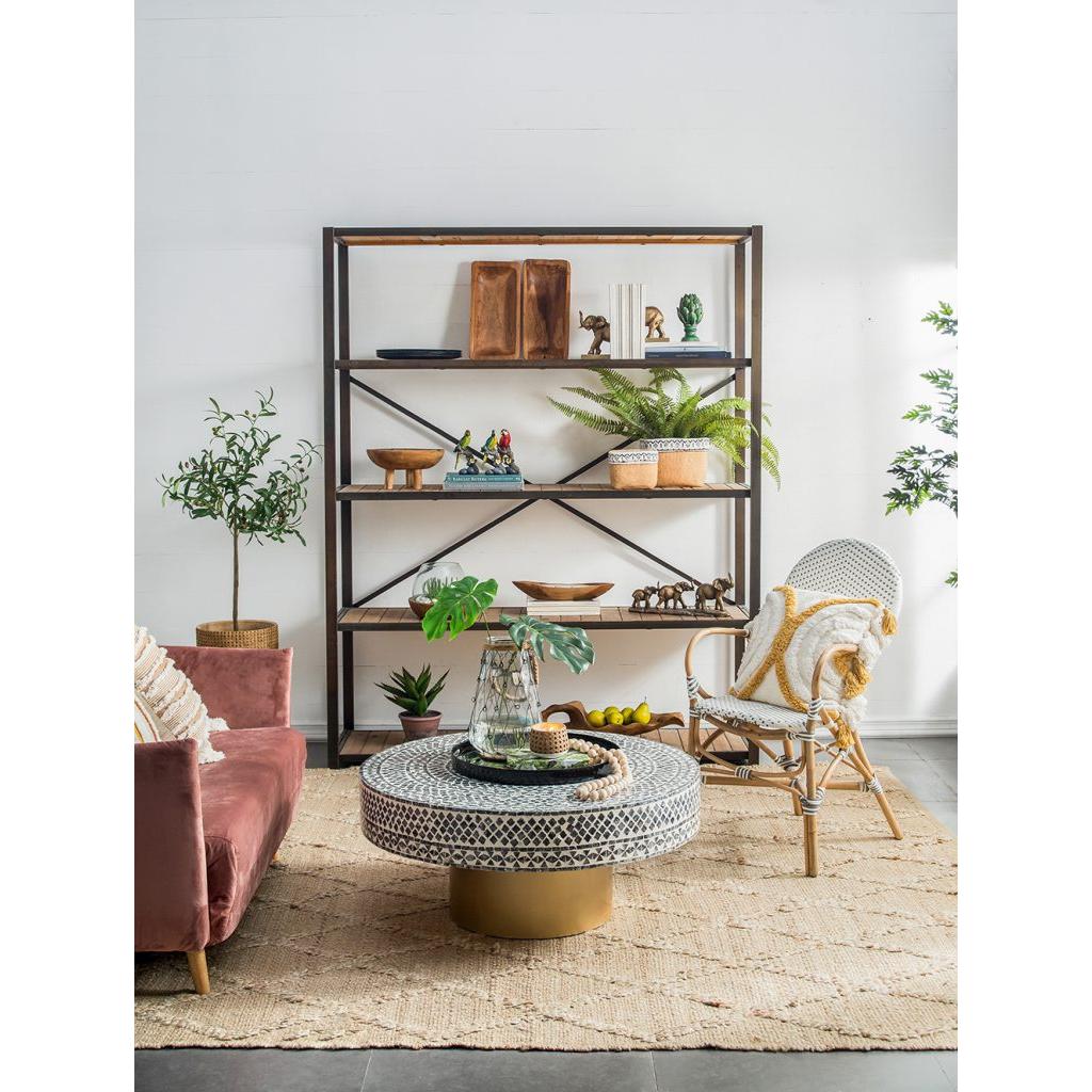 A&B Home Ramsden 63" x 78" Bundle of 3 Natural Brown and Black Five-Tier Rectangular Shelving