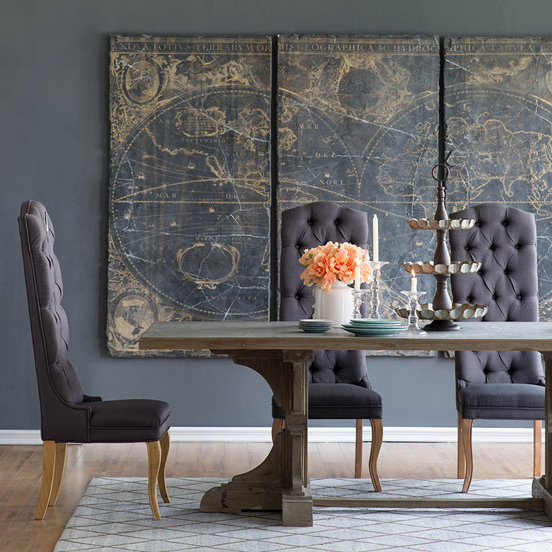 A&B Home Sadler 20" x 52" Bundle of 8 Rich Gray Button Tufting With Tall Backrest Chair