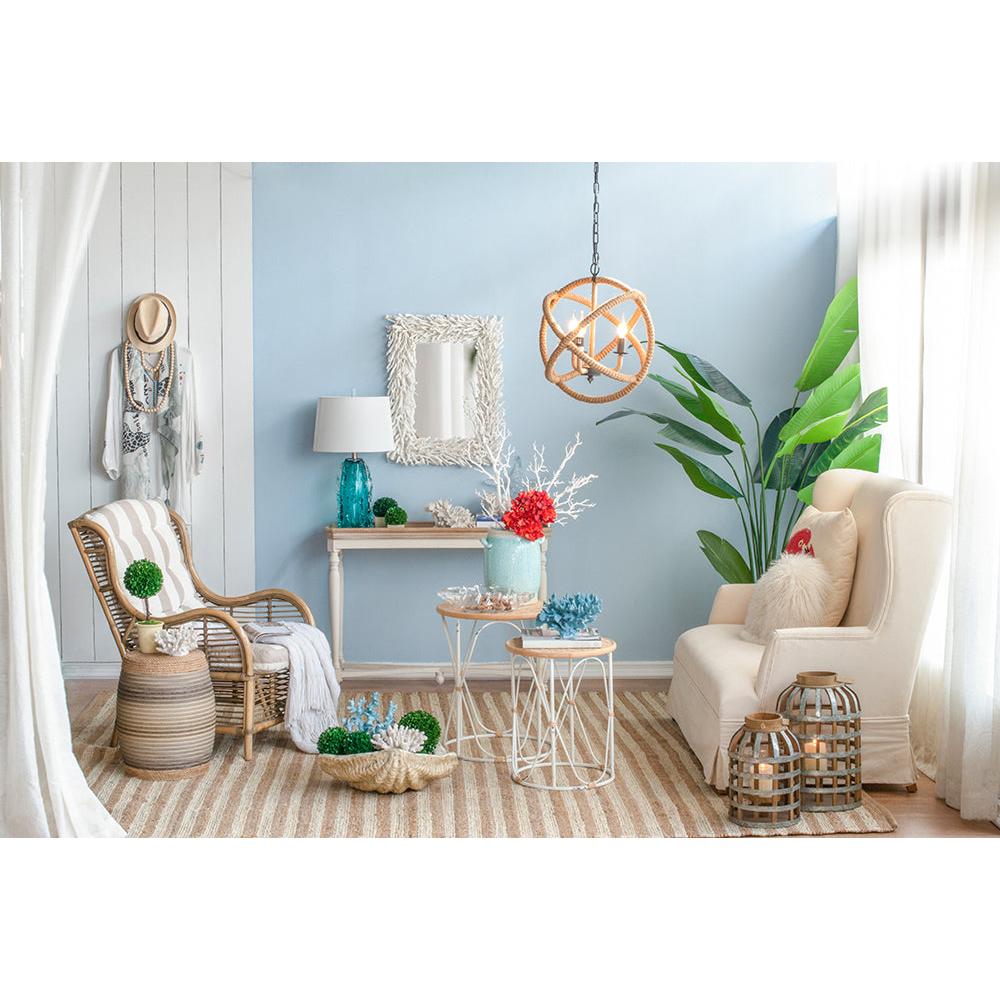 A&B Home Set of 2 Bundle of 12 Round Wooden Tabletop With Decorative Metal Side Tables