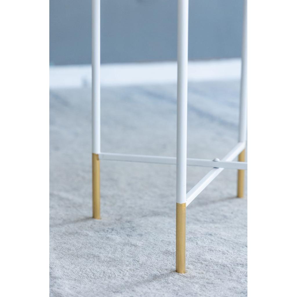 A&B Home Set of Two Bundle of 14 Mirrored Tabletop With Gold and White Frame Side Tables