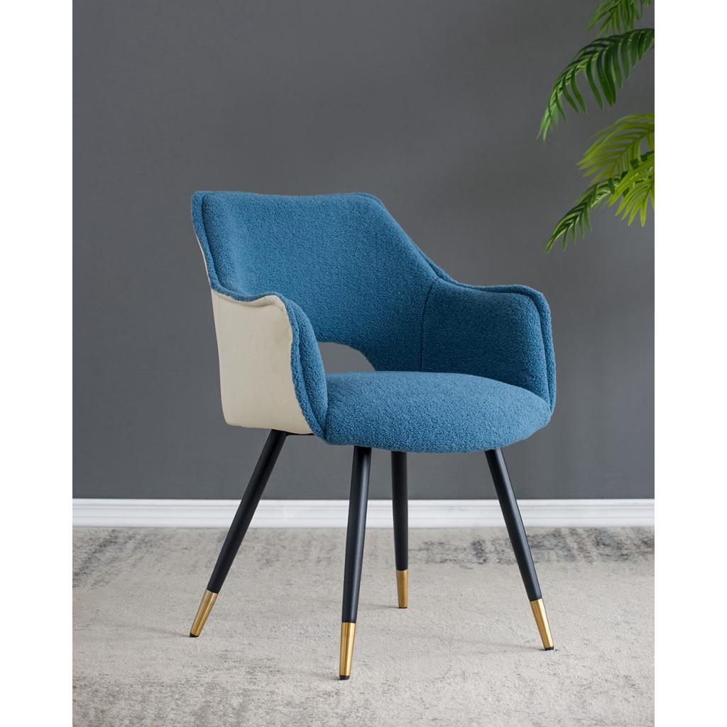 A&B Home Venera 23" x 34" Set of Two Bundle of 6 Blue Velvet Dining Chairs