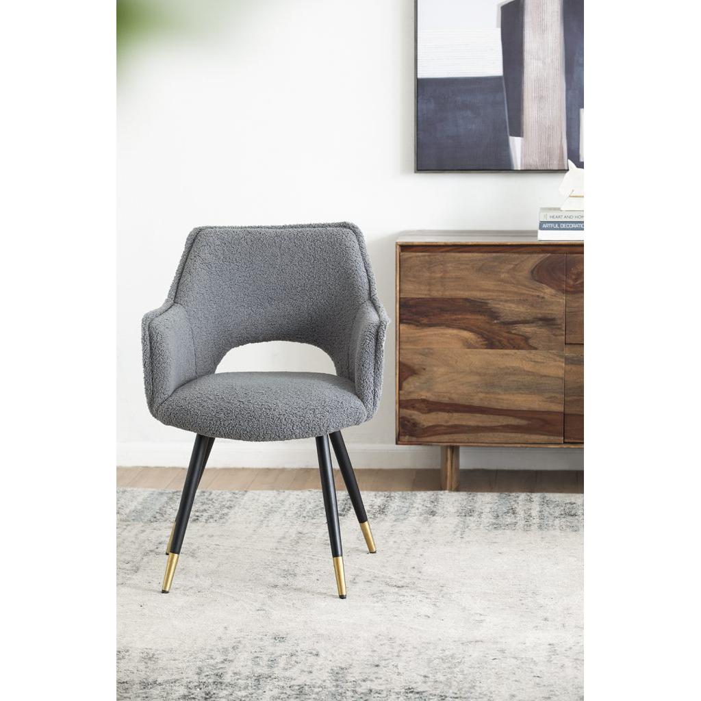 A&B Home Venera 23" x 34" Set of Two Bundle of 6 Gray Velvet Dining Chairs