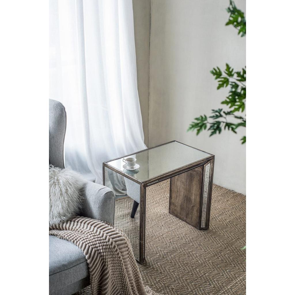 A&B Home Waverly Set of Two Bundle of 7 Mirrored Nested Side Table