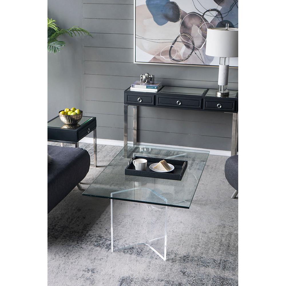 A&B Lucent Home 45" x 30" Bundle of 3 Rectangular Clear Tabletop With Glass Coffee Table
