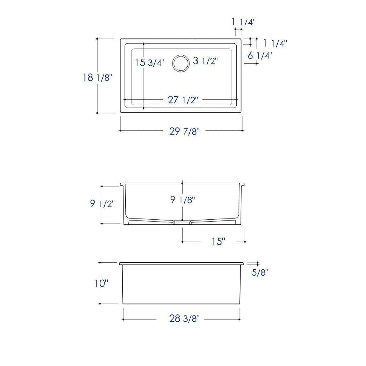ALFI Brand AB3018UD-W 30" White Undermount / Drop In Fireclay Kitchen Sink