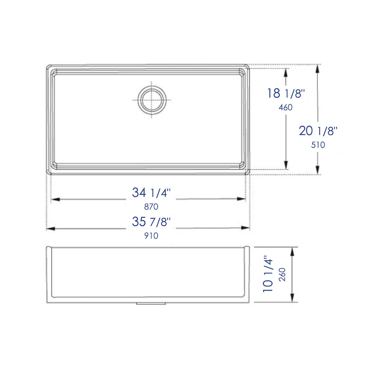 ALFI Brand AB536-B Biscuit 36" Smooth Apron Single Bowl Fireclay Farm Sink