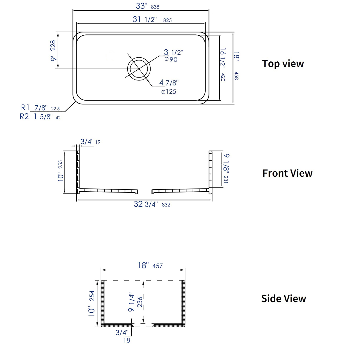 ALFI Brand ABF3318S-W 33" White Thin Wall Single Bowl Smooth Apron Fireclay Kitchen Farm Sink