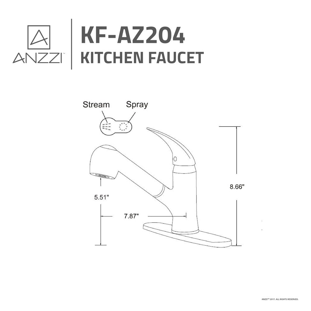 ANZZI Del Acqua Series Single Hole Oil Rubbed Bronze Kitchen Faucet With Euro-Grip Pull Down Sprayer
