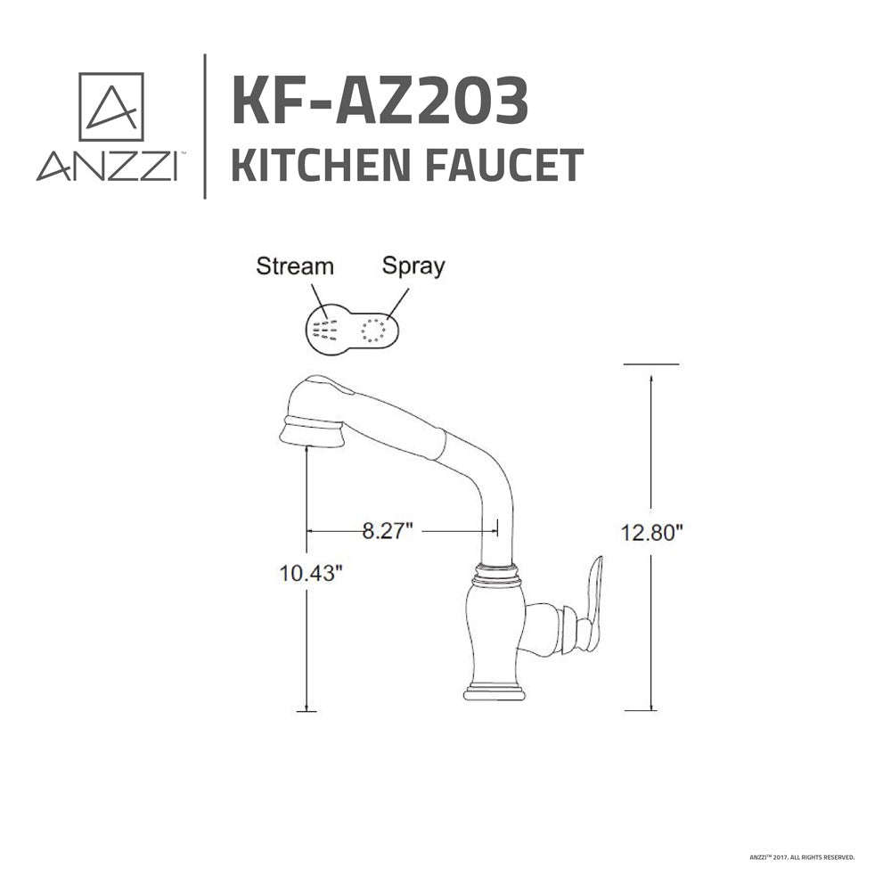 ANZZI Del Moro Series Single Hole Oil Rubbed Bronze Kitchen Faucet With Euro-Grip Pull Down Sprayer