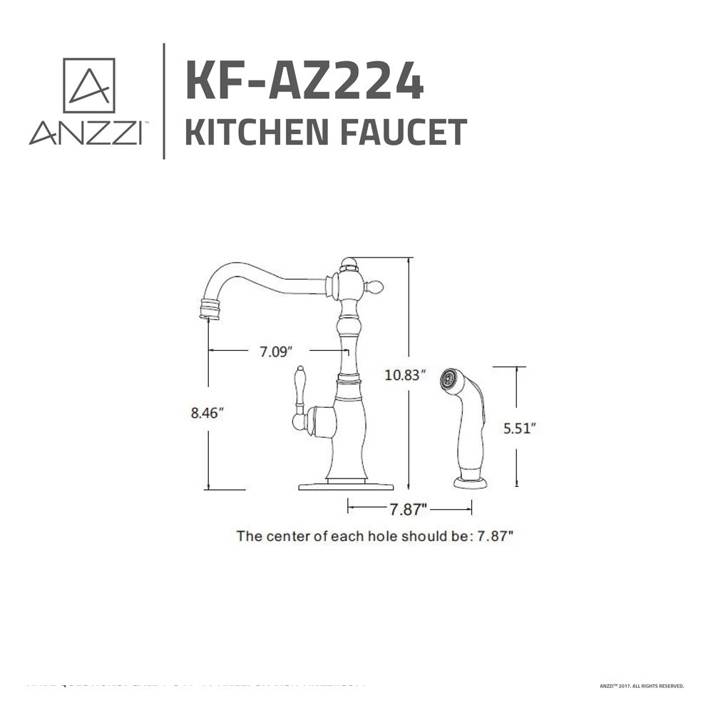 ANZZI Highland Series Single Hole Oil Rubbed Bronze Kitchen Faucet With Euro-Grip Pull Out Sprayer
