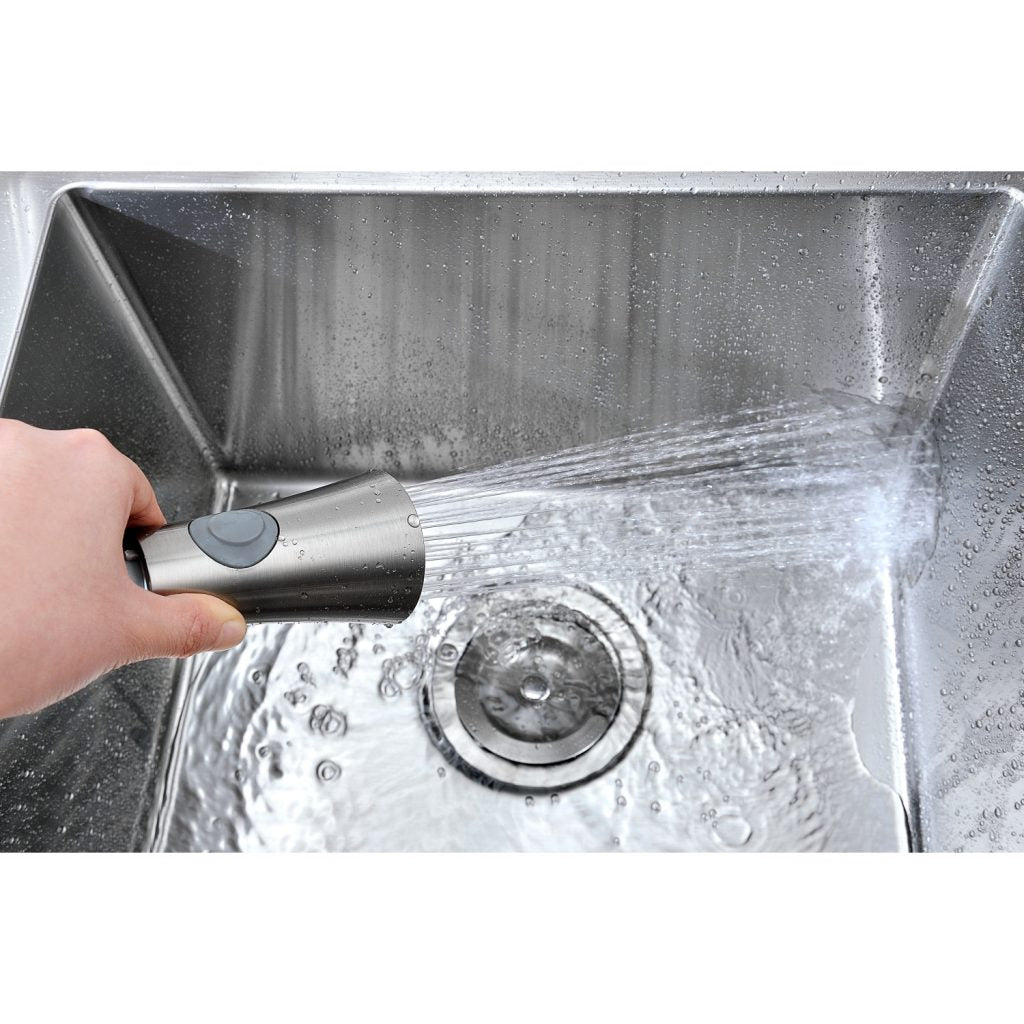 ANZZI Singer Series Single Handle Brushed Nickel Kitchen Faucet With Euro-Grip Pull Down Sprayer