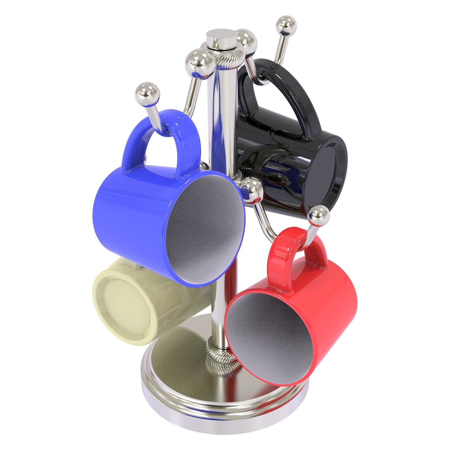 Allied Brass Countertop Satin Nickel 4 Coffee Mug Holder With Twisted Detail