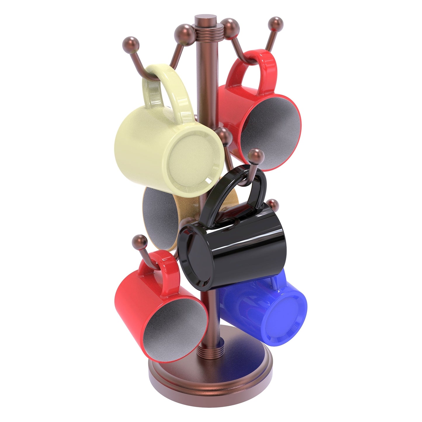 Allied Brass MGH-81G 8.4" x 8.4" Antique Copper Solid Brass Countertop 6-Coffee Mug Holder
