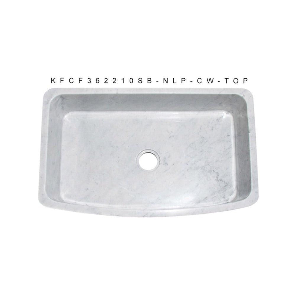 Allstone Group Carrara White 36″ Marble Curved Front Single Basin Farmhouse Kitchen Sink