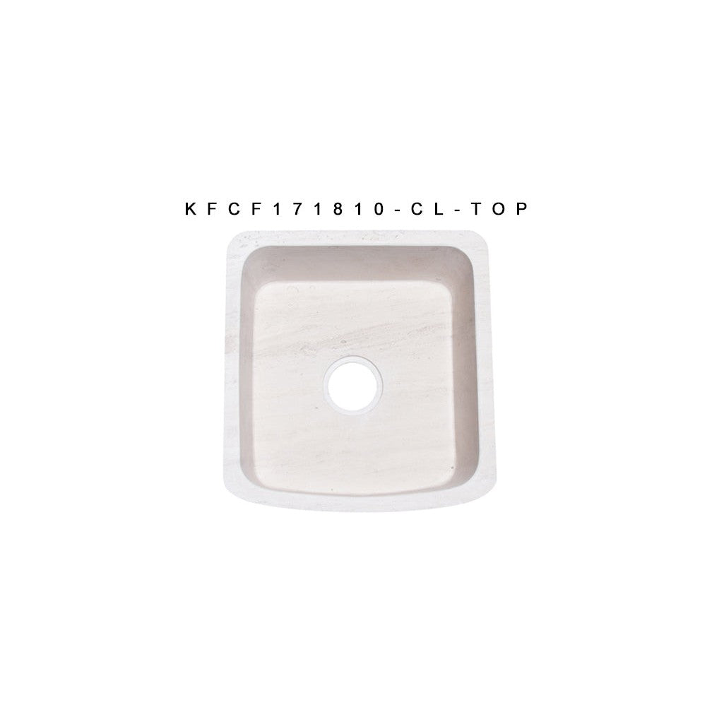 Allstone Group Crema Lyon Limestone 17″ Curved Front Square Farmhouse Kitchen Sink