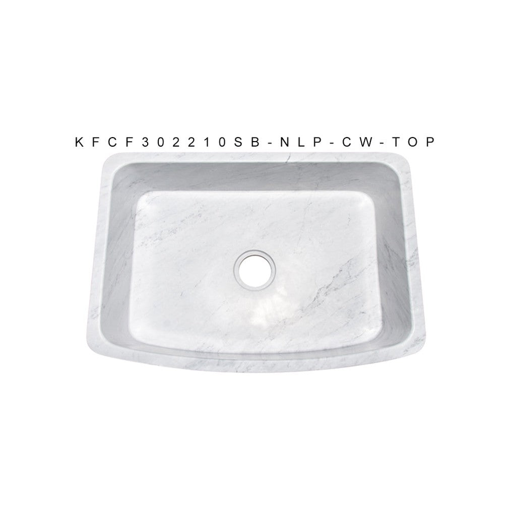 Allstone Group Marble 30″ Carrara White Curved Front Rectangular Farmhouse Kitchen Sink