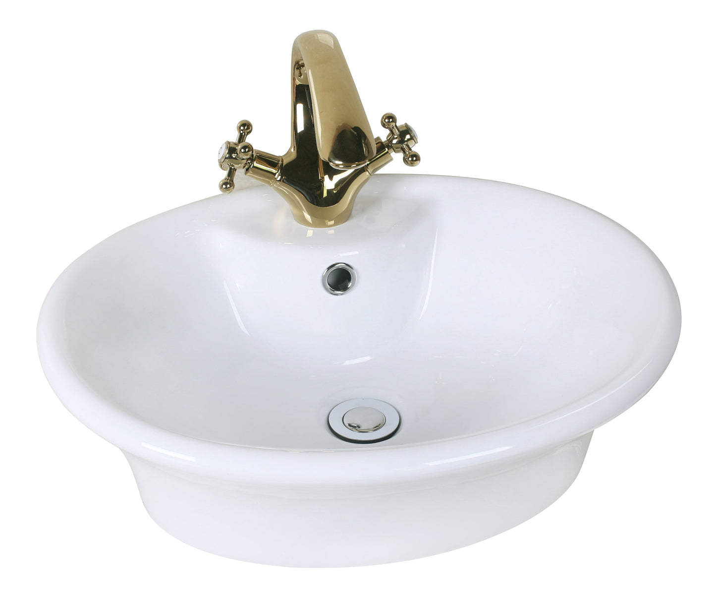 American Imaginations AI-26321 19" White Round Above Counter Transitional Bathroom Vessel Sink Set