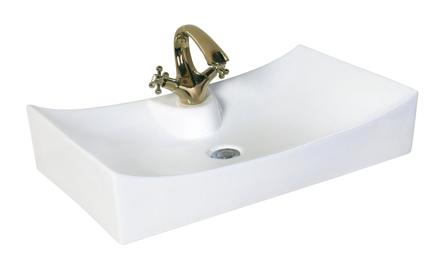 American Imaginations AI-26400 26" White Rectangular Above Counter Modern Bathroom Vessel Sink Set