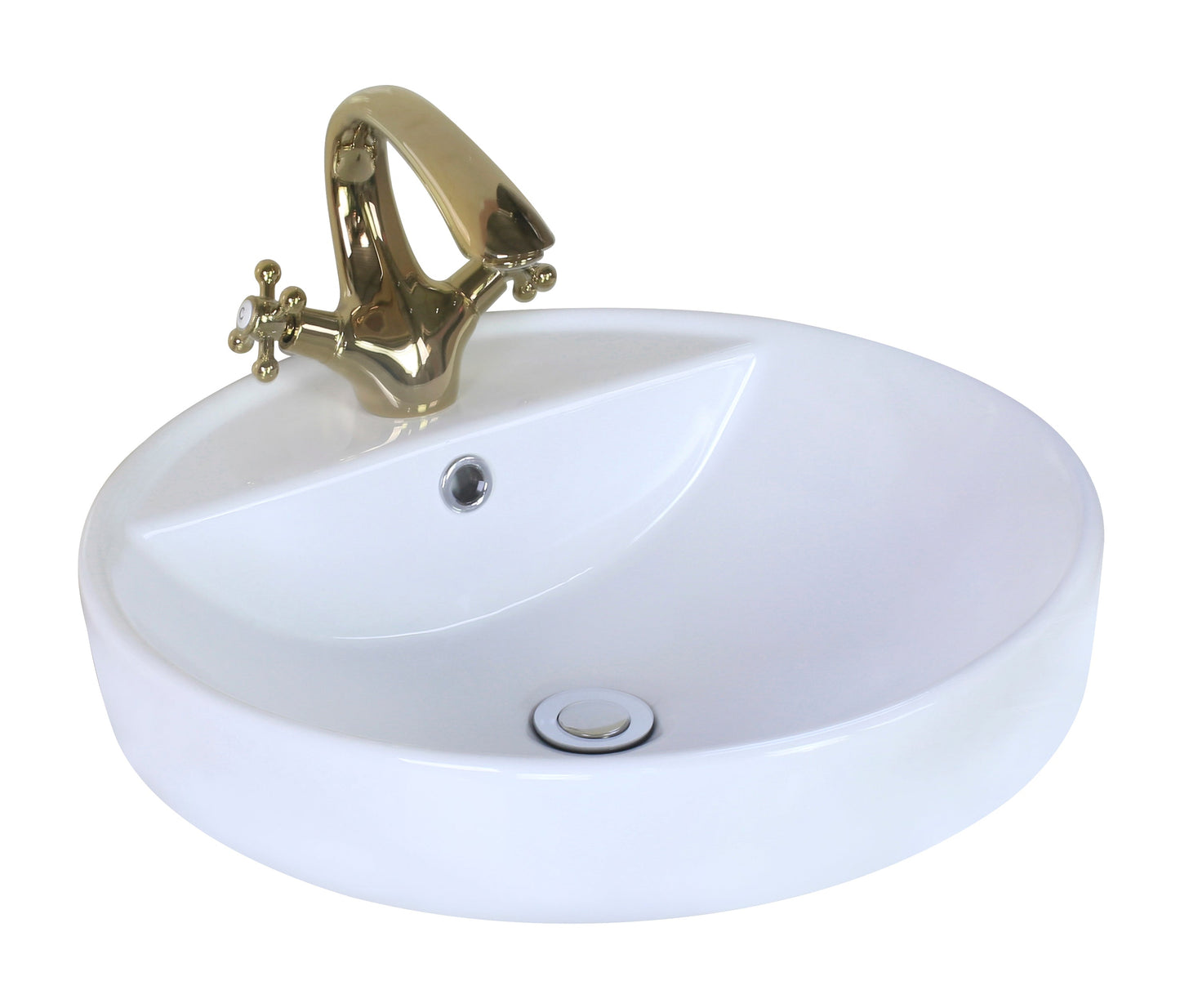 American Imaginations AI-26404 18" White Round Above Counter Modern Bathroom Vessel Sink Set