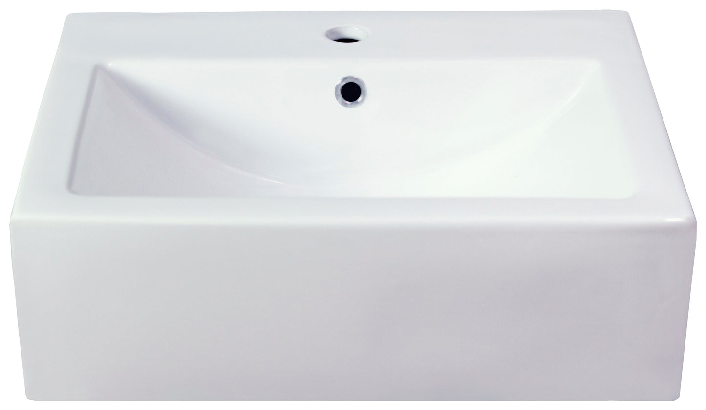 American Imaginations AI-26590 21" White Rectangular Semi-Recessed Modern Bathroom Vessel Sink Set